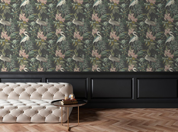 Chiltern Midnight floral wallpaper roomset
