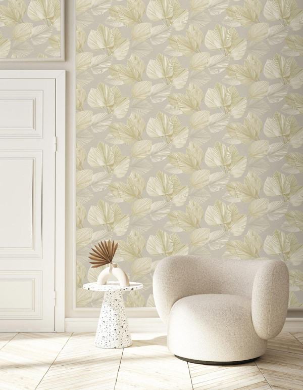 Palm Gold floral wallpaper roomset