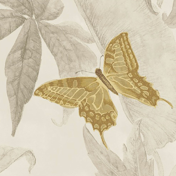 Silverdale Gold Butterfly floral wallpaper detail