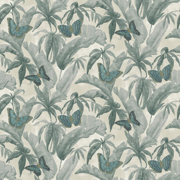 Silverdale Pale Teal floral wallpaper