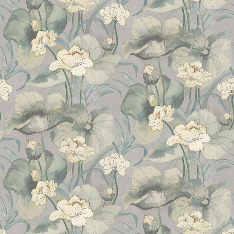 Waterlily Silver Wallpaper | M&L Paints & Paper
