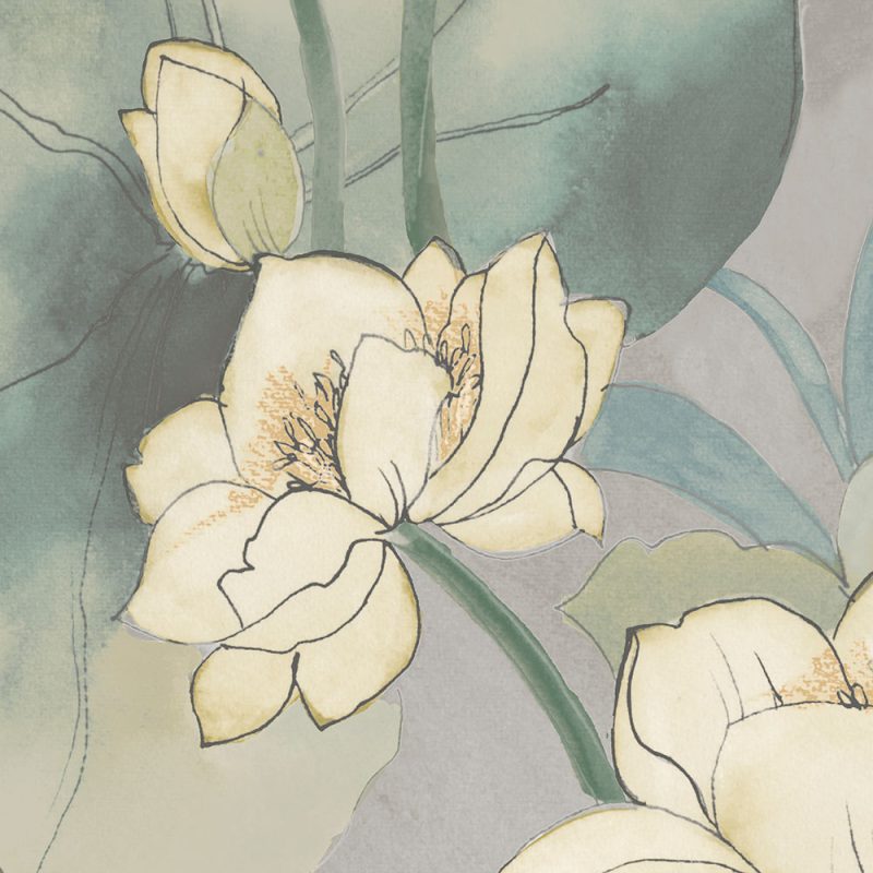 Waterlily Silver Wallpaper | M&L Paints & Paper