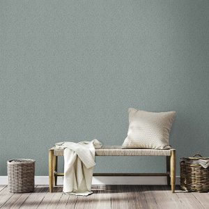 Herringbone teal wallpaper roomset