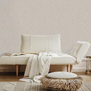 Herringbone warm grey wallpaper roomset