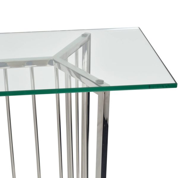 Abington Stainless Steel Frame and Clear Glass Console Table