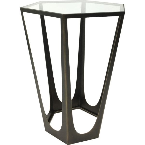 Catalan Bronze Gilded Side Table with Glass Top