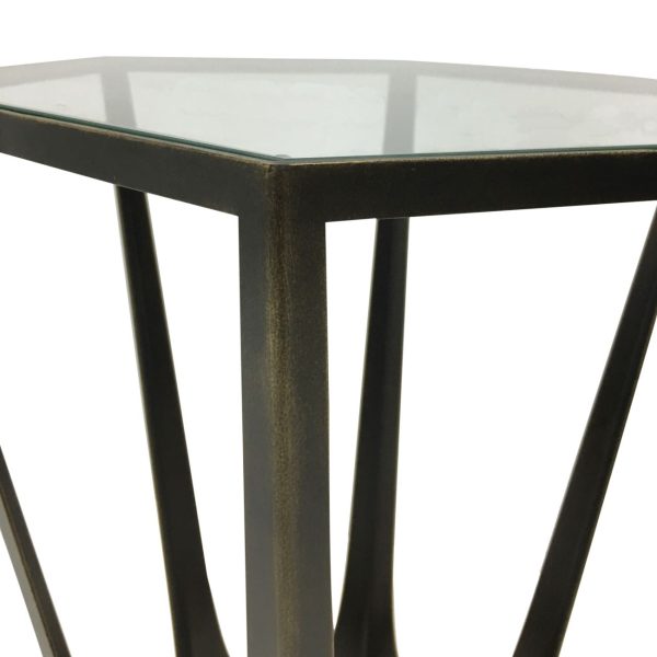 Catalan Bronze Gilded Side Table with Glass Top