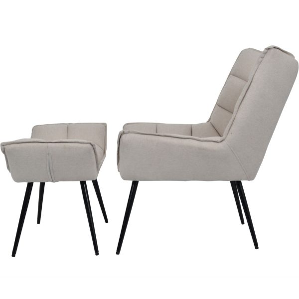 Chrishall Occasional Chair with Footstool in Oatmeal Fabric