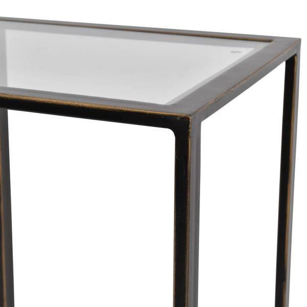 Deveraux Gilded Bronze Metal and Glass Console Table