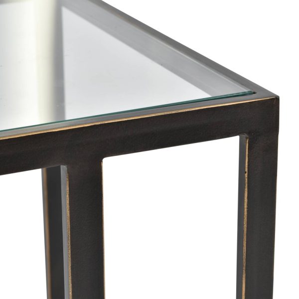 Deveraux Gilded Bronze Metal and Glass Side Table