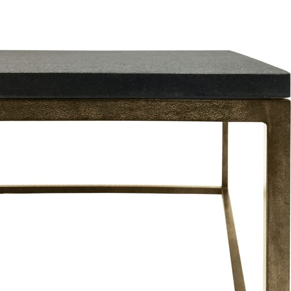 Kirkstone Iron Coffee Table Aged Champagne Finish with Galaxy Slate Top Small