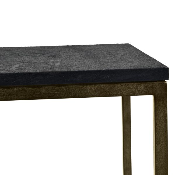 Kirkstone Iron Single Side Table in Aged Champagne Wood Finish with Galaxy Slate