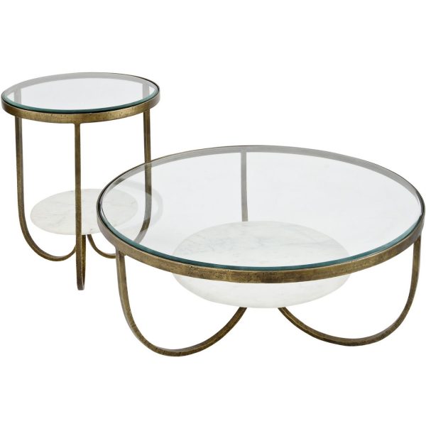 Nolita White Marble And Antique Gold Iron Side Table