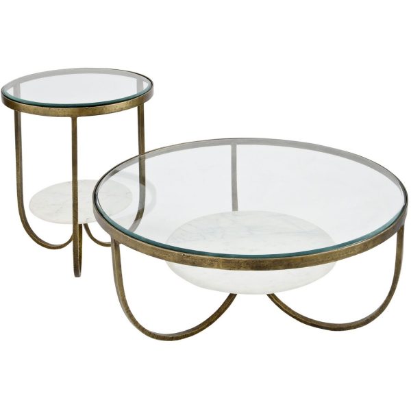 Nolita White Marble and Antique Gold Iron Coffee Table