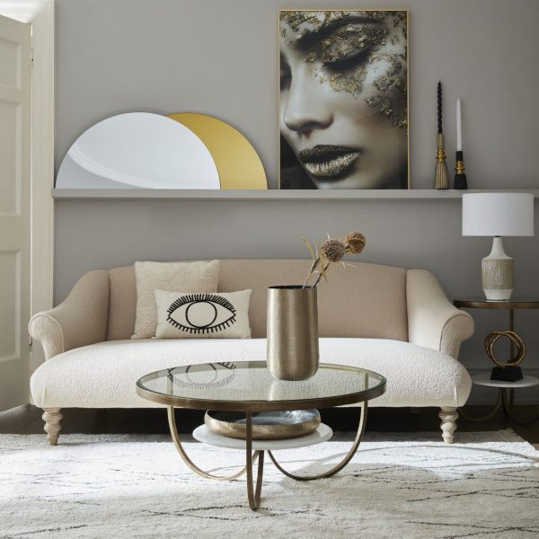 Nolita White Marble and Antique Gold Iron Coffee Table