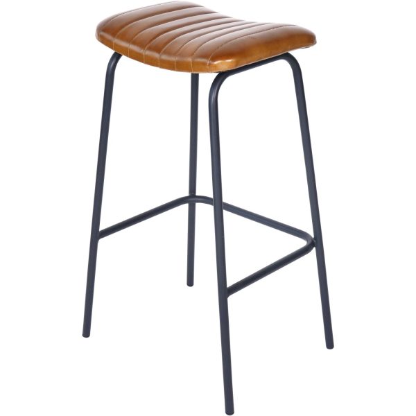 Pair of Arthur Leather Bar Stools in Cognac