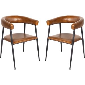 Pair of Churchill Leather Dining Chairs in Cognac