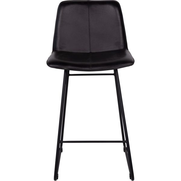 Pair of Robinson Leather Bar Stools in Charcoal