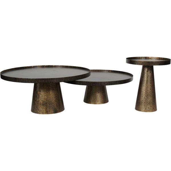 Sandbanks Set of 2 Iron Coffee Tables in Rustic Antique Gold