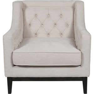 Theodore Buttoned Armchair in Ivory Fabric