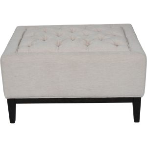 Theodore Buttoned Stool in Ivory Fabric
