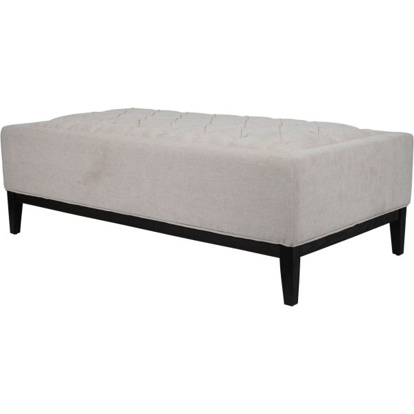 Theodore Buttoned XL Ottoman in Ivory Fabric