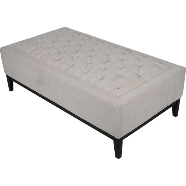 Theodore Buttoned XL Ottoman in Ivory Fabric