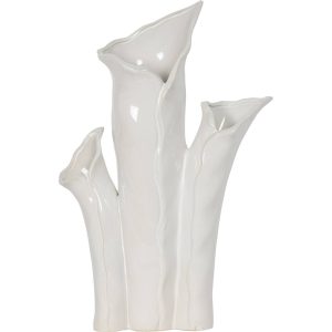 Glazed white ceramic Lily Vase