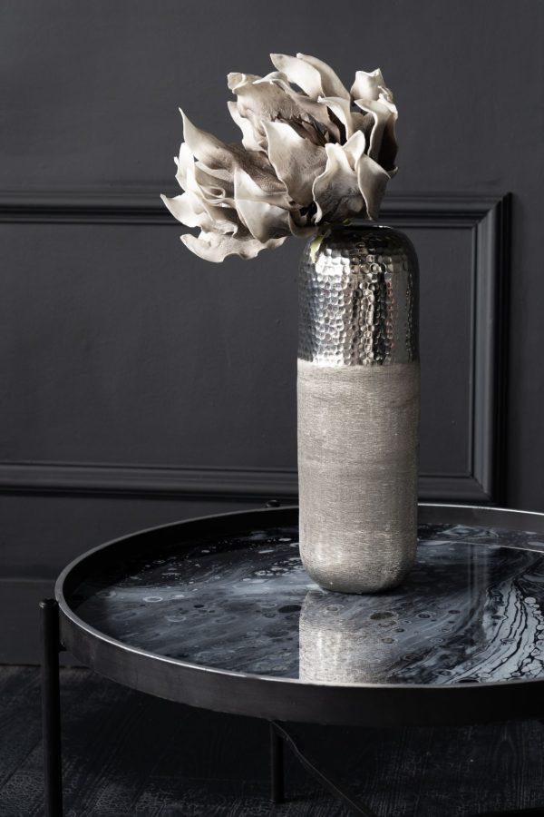 Fuse Hammered and Brushed Vases in Silver Finish