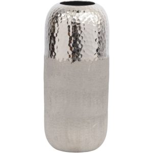 Fuse Hammered and Brushed Small Vase in Silver Finish
