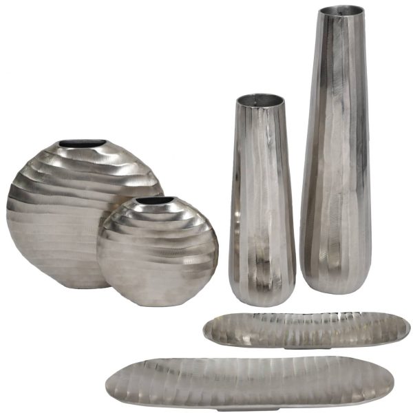 Iconic Ripples Silver Aluminium Elliptical Vases range