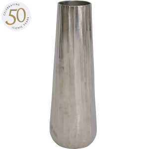 Iconic Ripples Silver Aluminium Tapered Vase 50cm