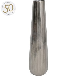 Iconic Ripples Silver Aluminium Tapered Vase 70cm