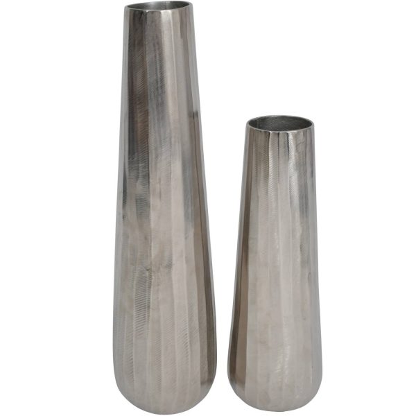 Iconic Ripples Silver Aluminium Tapered Vases