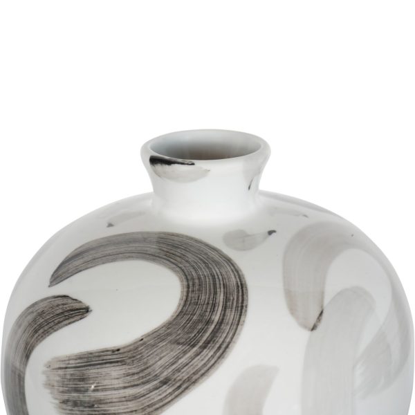 Monochrome Brush Swirl Vase 38cm