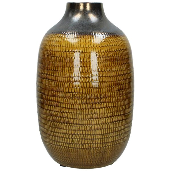 Vase Ceramic Handmade Yellow 36cm