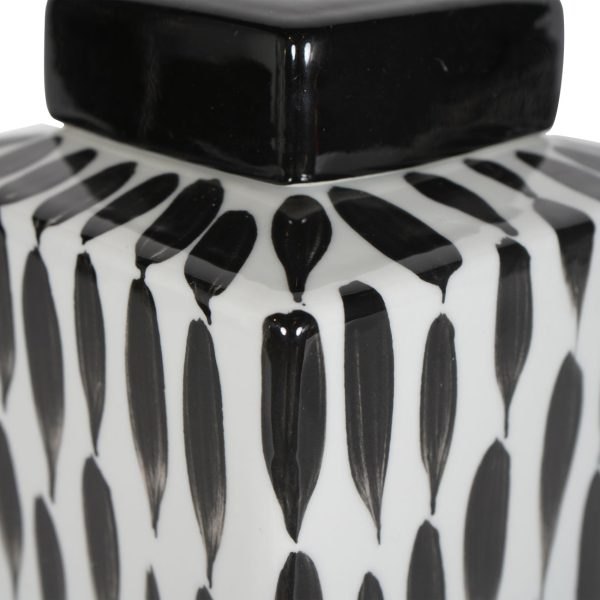 Black and White Vertical Stripes Square Jar Large 30cm