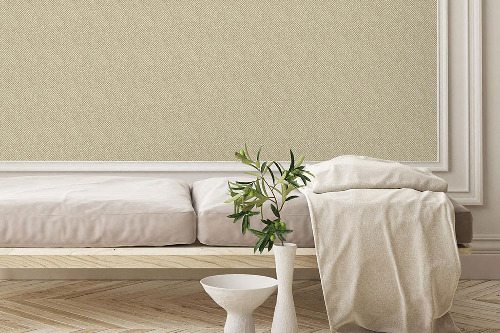 Herringbone Gold wallpaper roomset